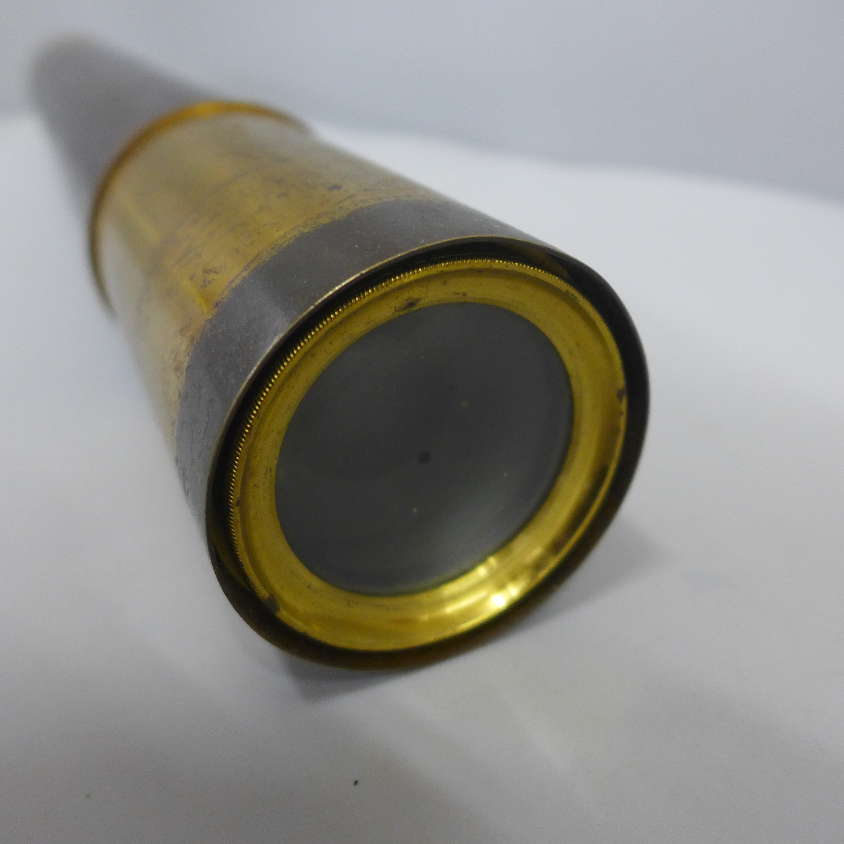 A brass and leather covered telescope, marked Stebbing, Southampton - Image 2 of 3