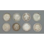 Eight Victorian 3d coins
