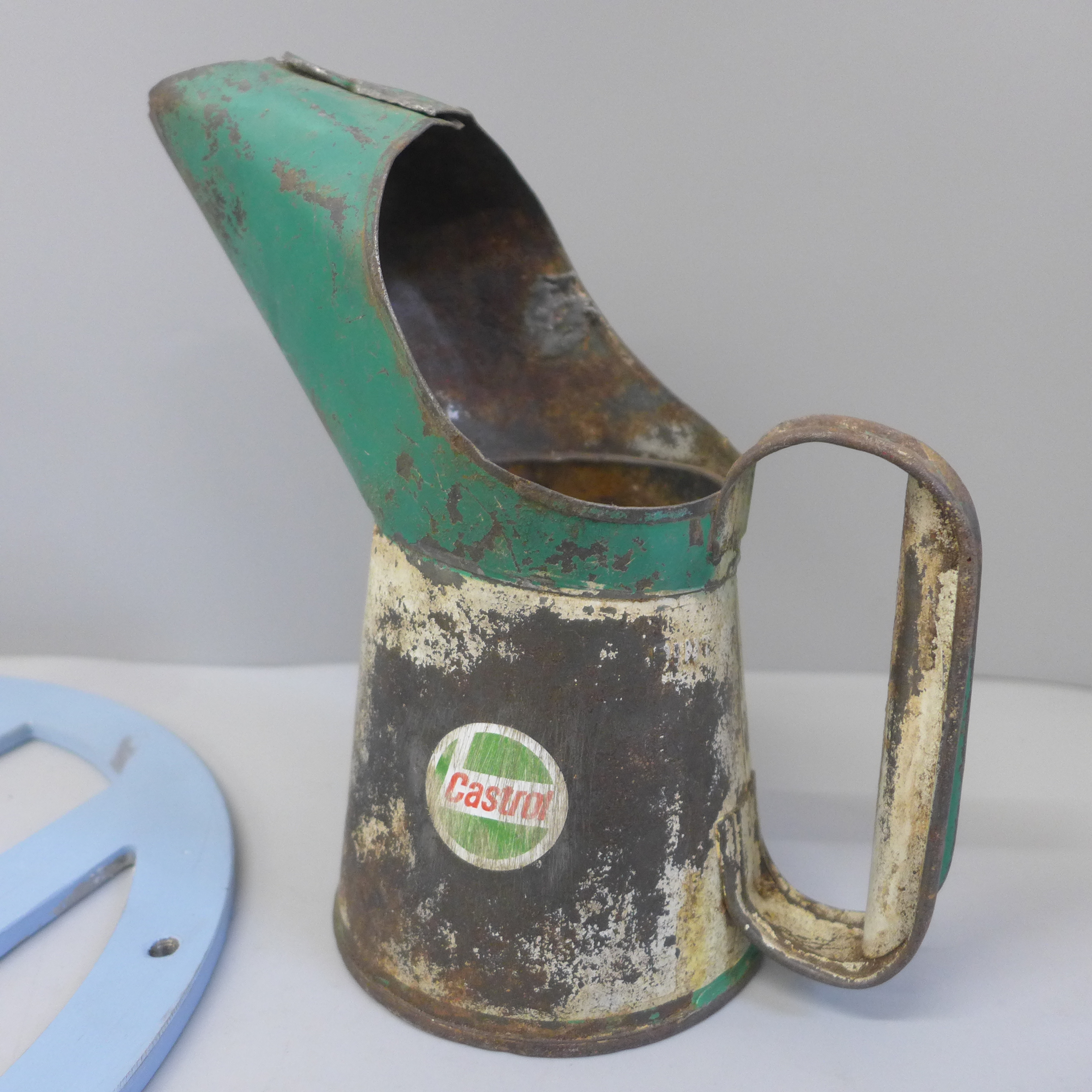 A metal VW sign and a Castrol oil can - Image 2 of 3