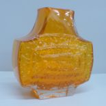 A 1970's Whitefriars tangerine TV vase by Geoffrey Baxter, 18cm