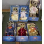 Seven Meerkat soft toys, boxed