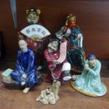 A collection of Chinese terracotta figures, two a/f