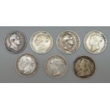 Seven 19th Century sixpence coins