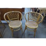 A pair of bamboo chairs