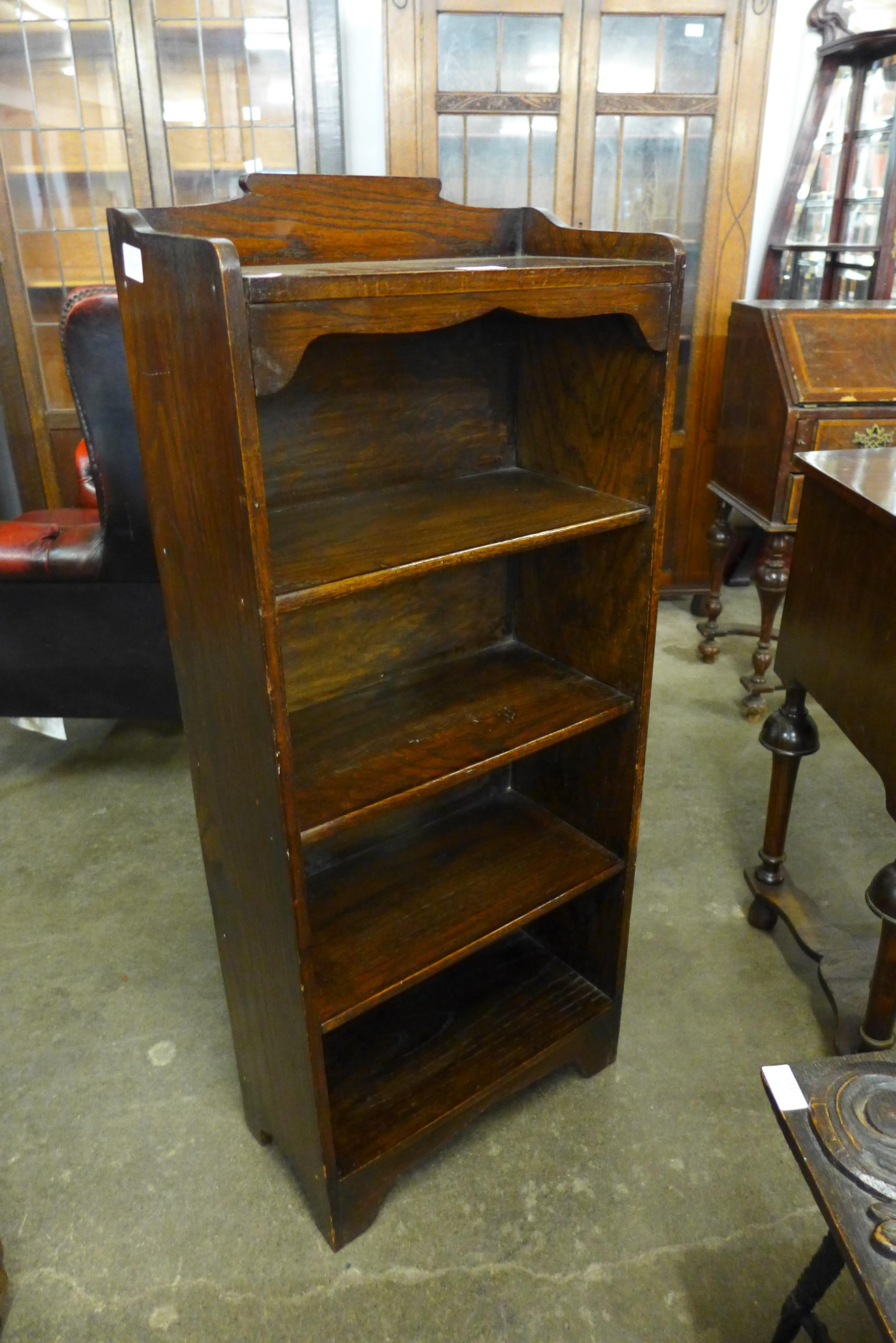A oak open bookcase