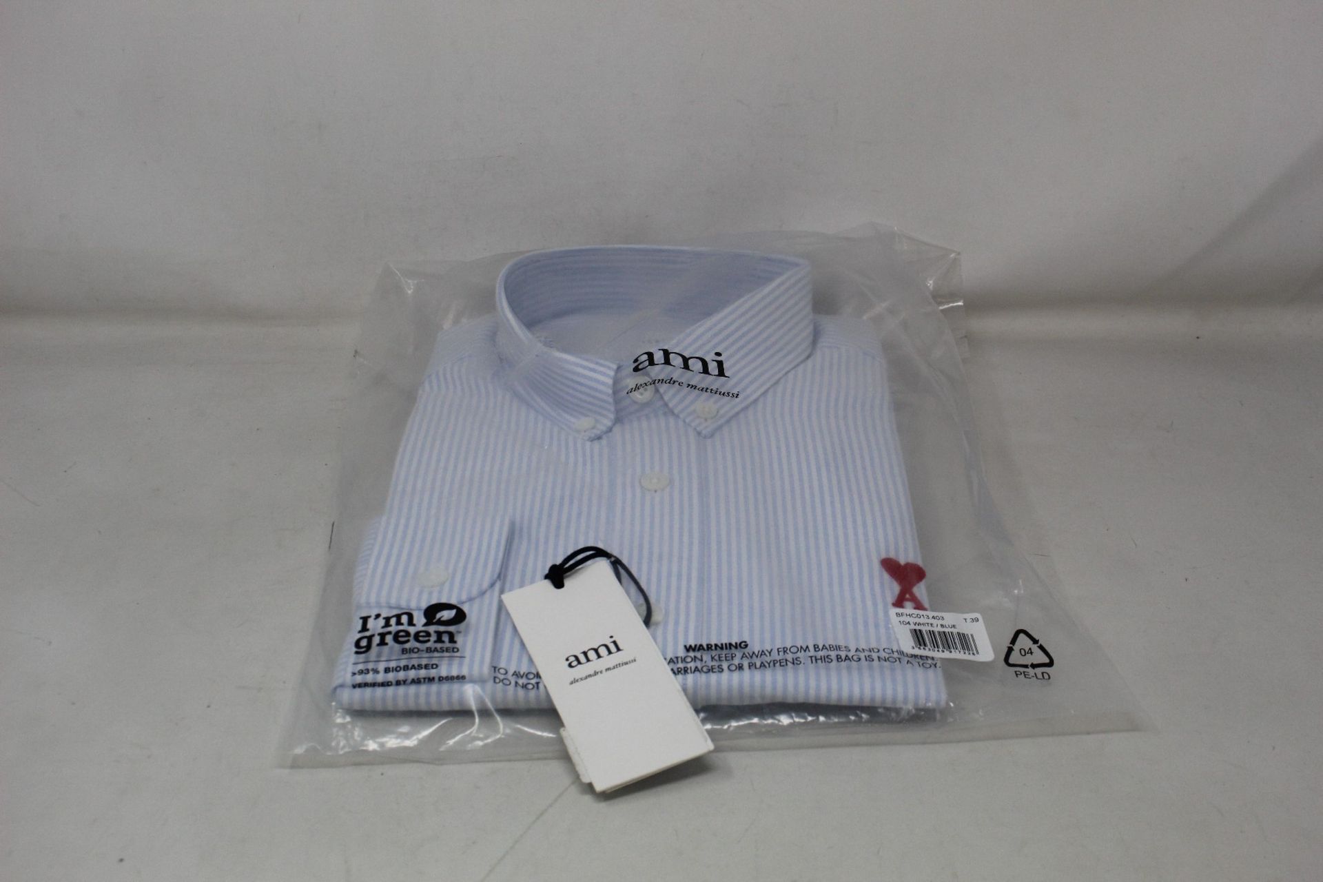 An as new Alexandre Mattiussi Ami shirt in blue/white (T41 - RRP £170).