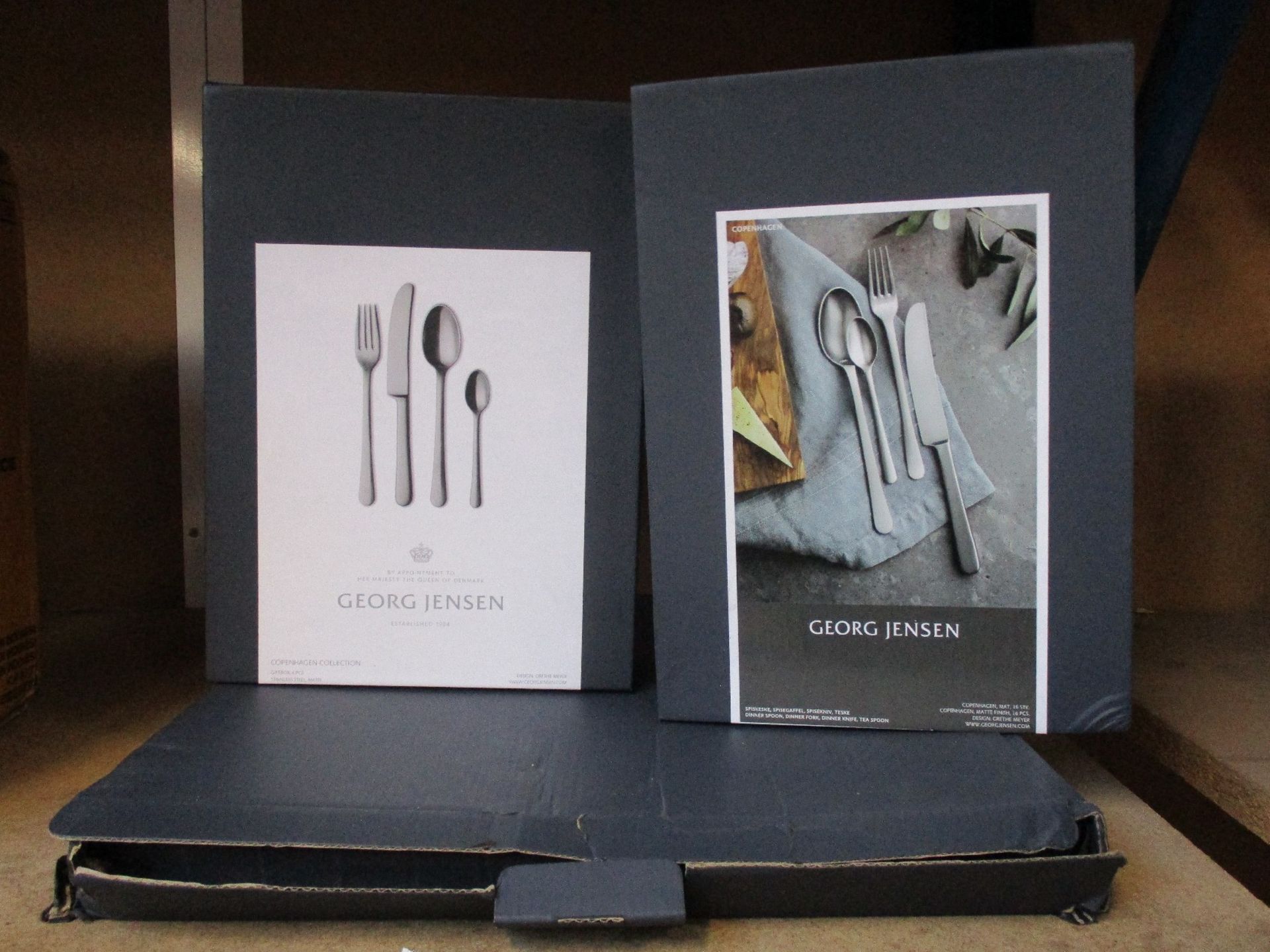A Georg Jensen Copenhagen matte finish 16-piece cutlery set, a Georg Jensen Copenhagen 5-piece