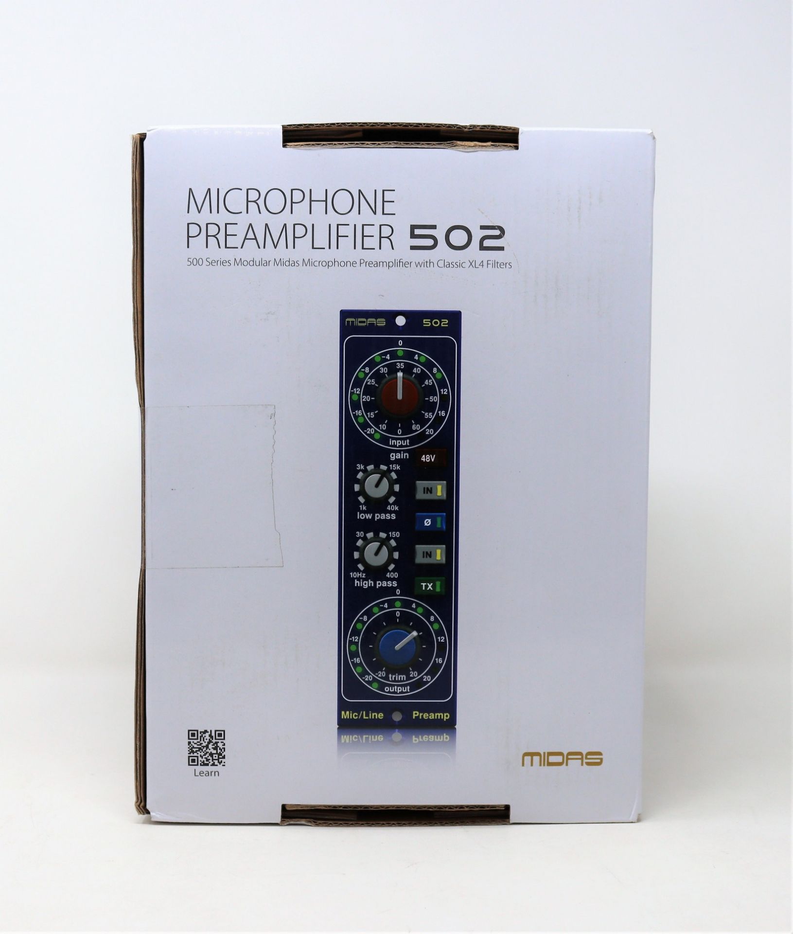 A boxed Midas 502 500 Series Modular Midas Microphone Preamplifier (Box sealed).
