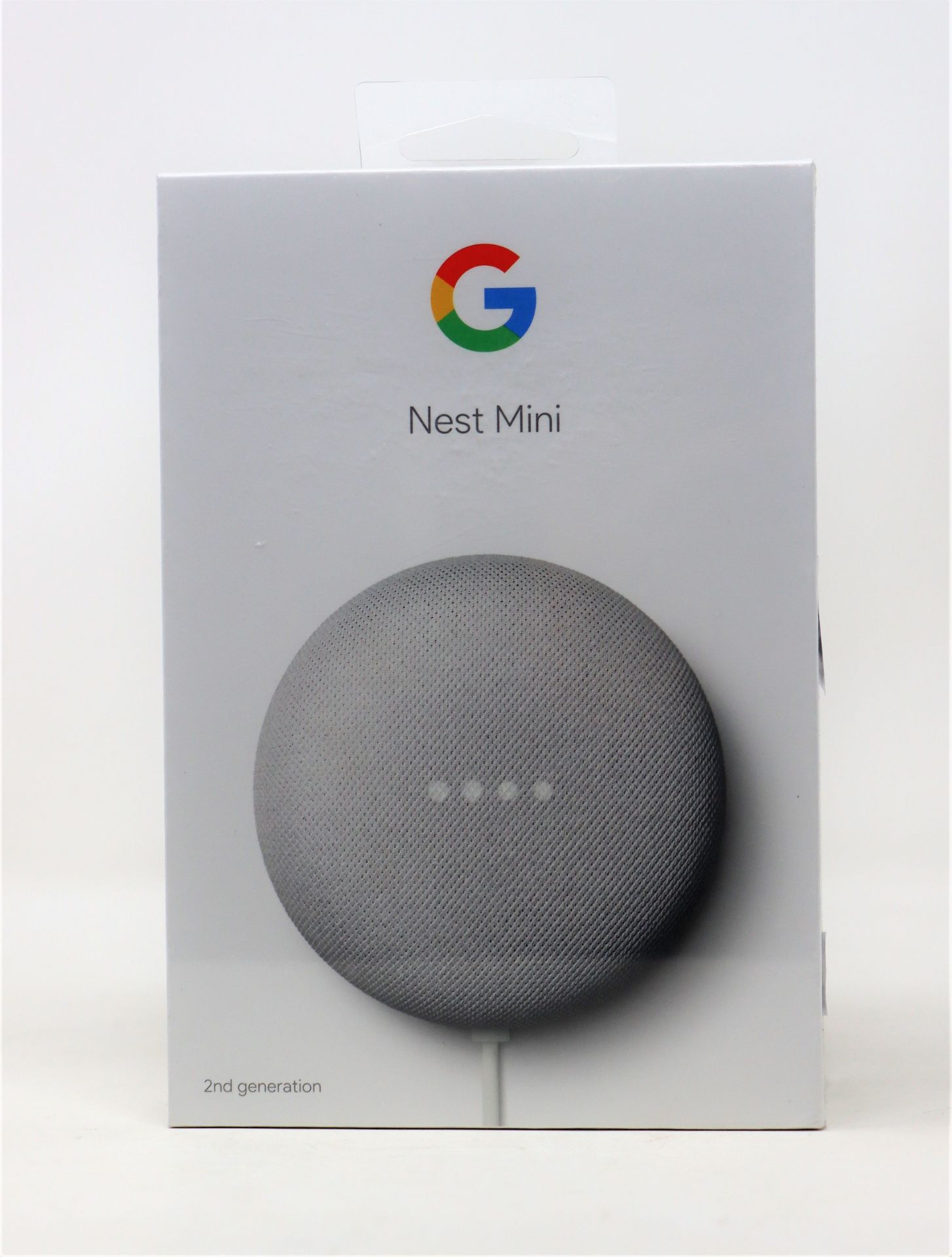 A boxed as new Google Nest Mini 2nd Generation Smart Speaker Chalk (M/N: GA00638-US) (Box sealed).
