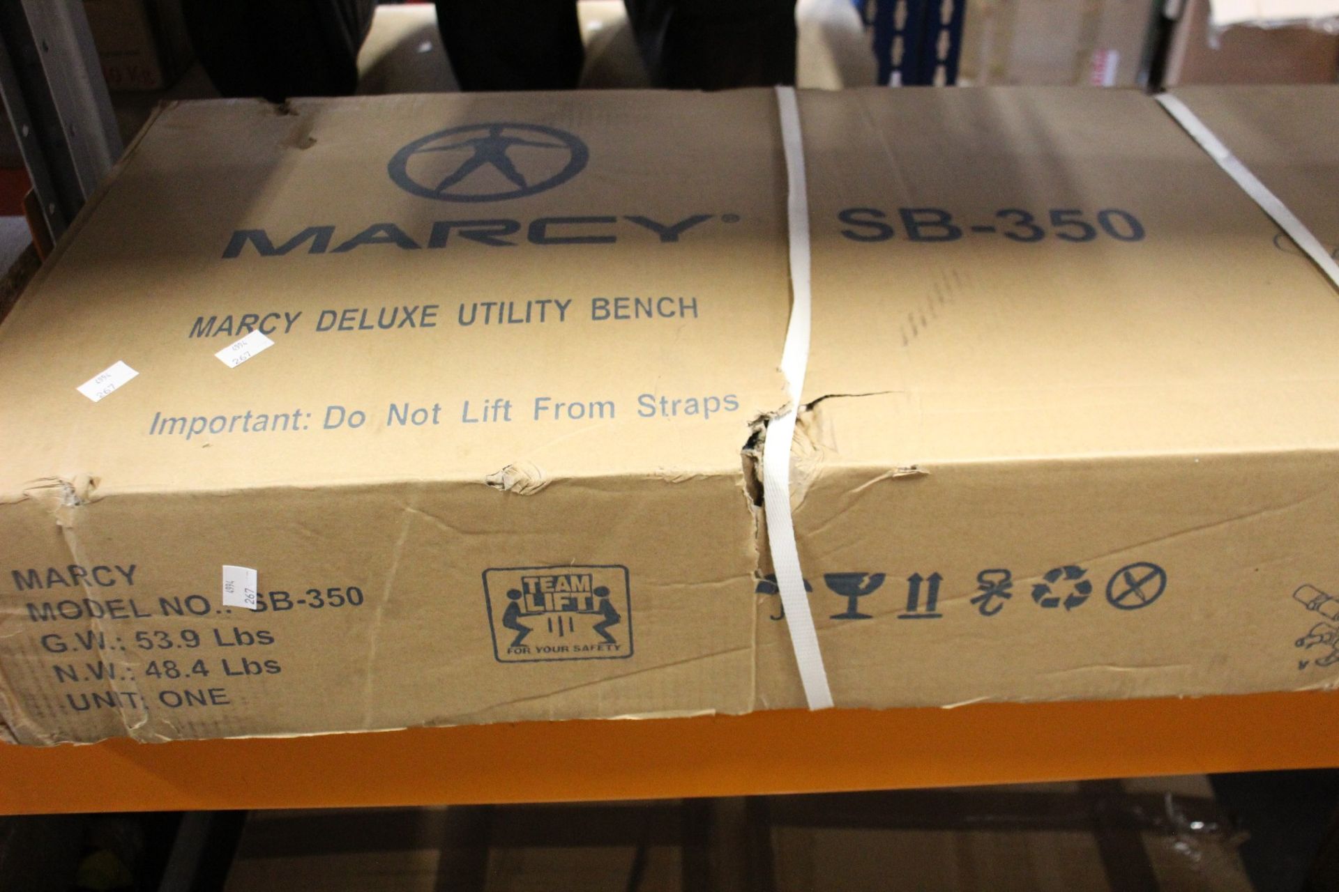 A boxed as new Marcy SB350 6-position utility weights bench.
