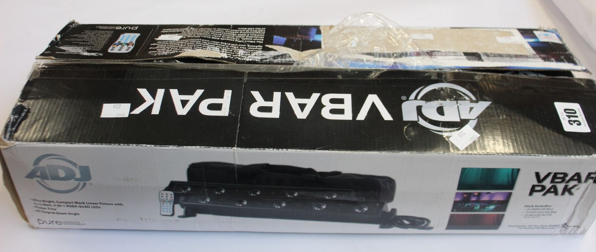 An ADJ Vbar Pak LED bars with remote control.
