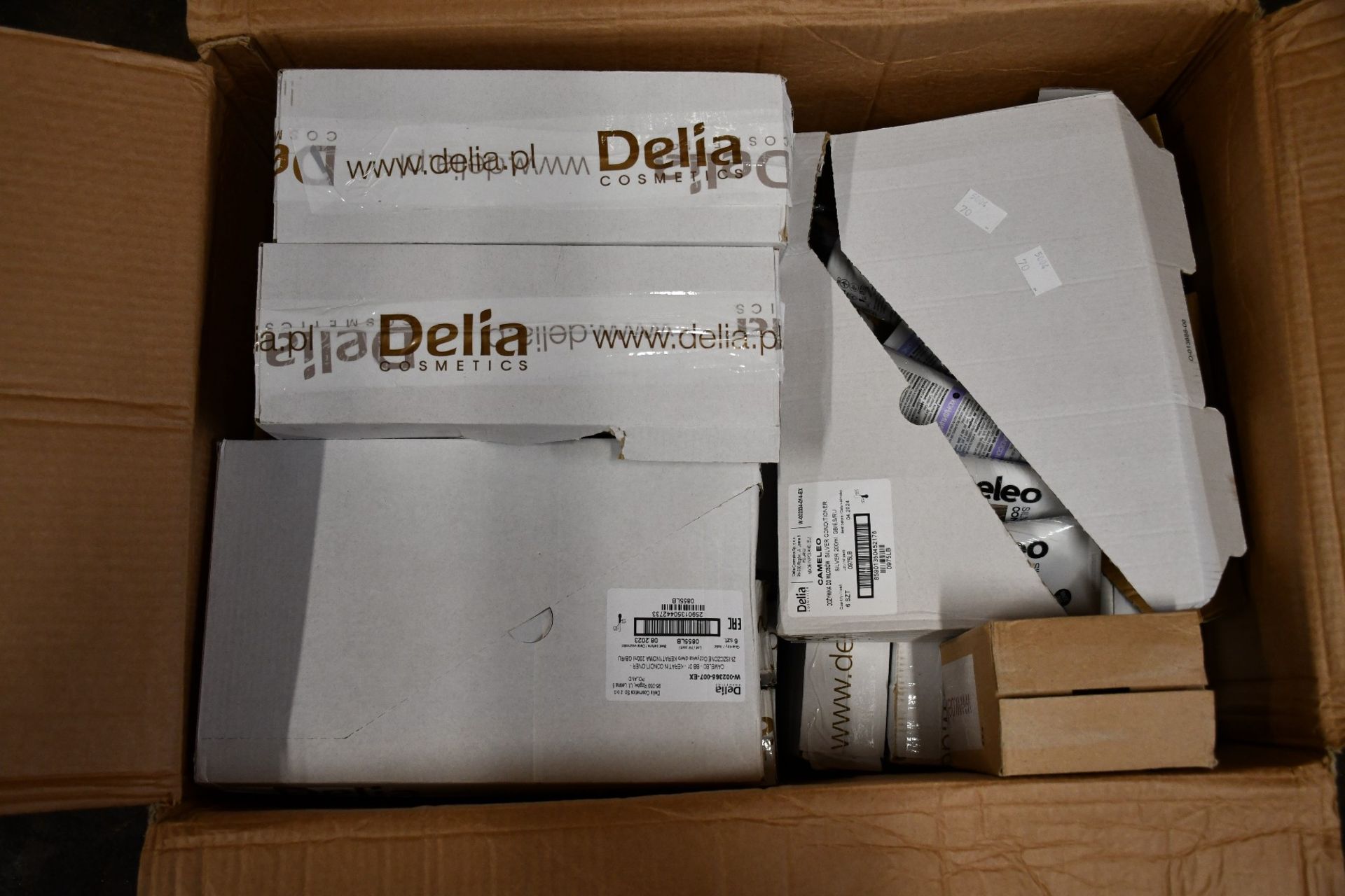 A quantity of assorted as new Delia toiletries and cosmetics to include Cameleo Keratin Hair Mask,