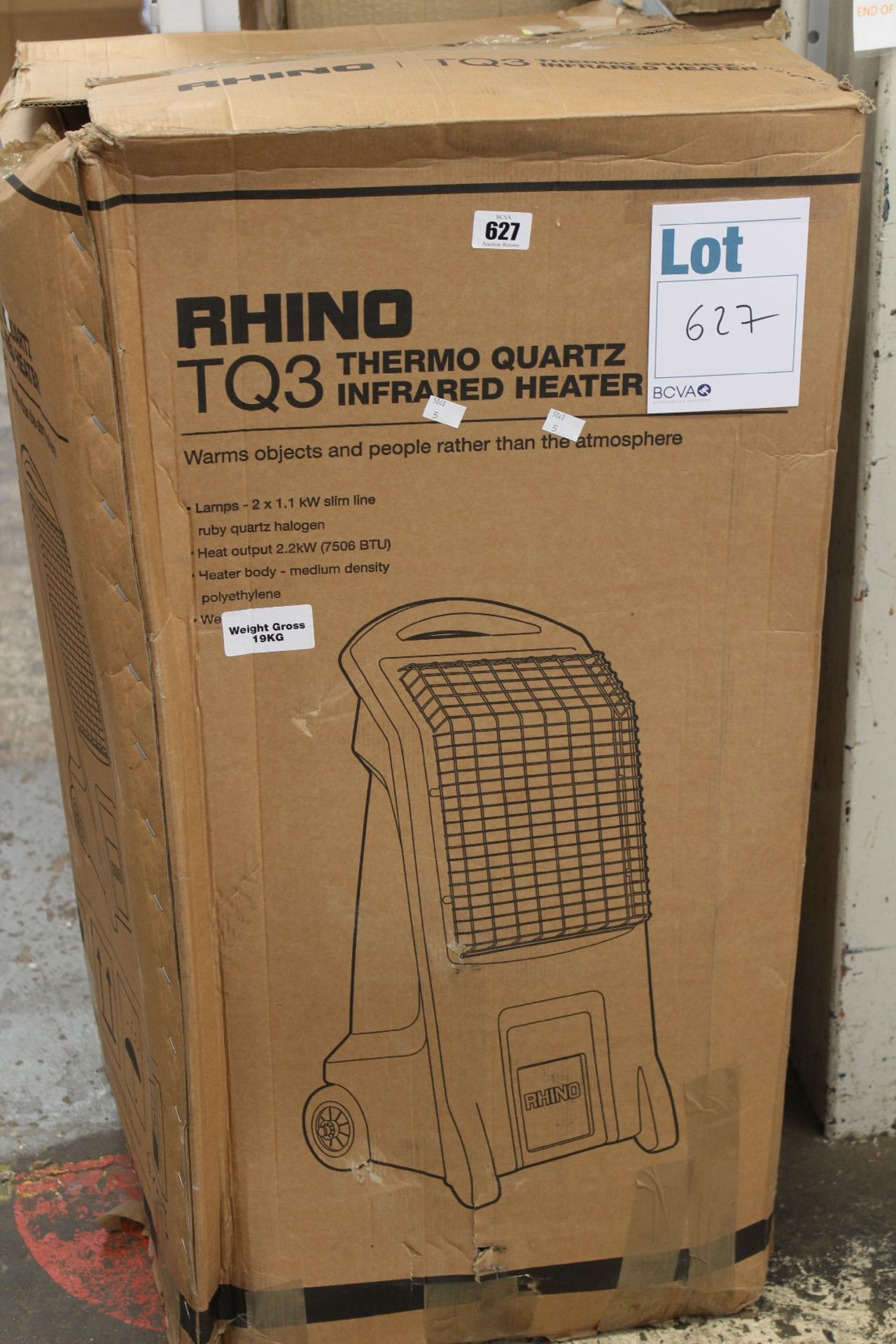 A boxed as new Rhino TQ3 Thermo quartz infrared heater.