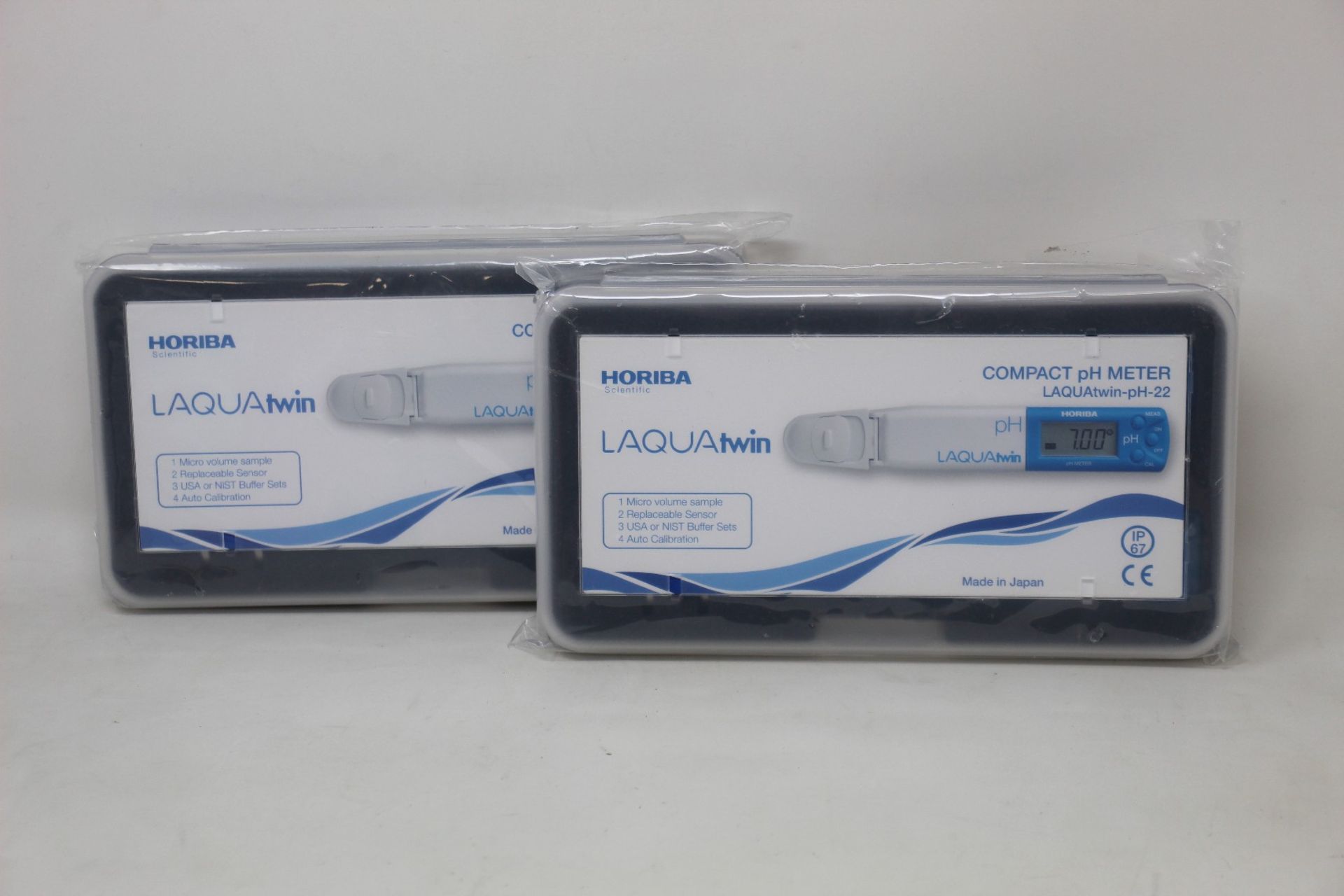 Two as new Horiba Laquatwin compact water quality PH-22 meters.