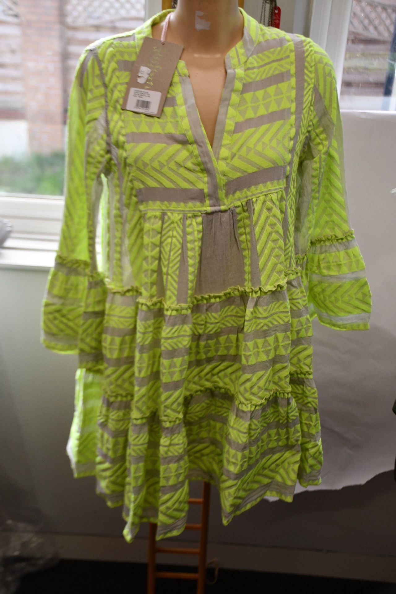 An as new Devotion Twins Ella dress in grey and neon lime (S - RRP £220).