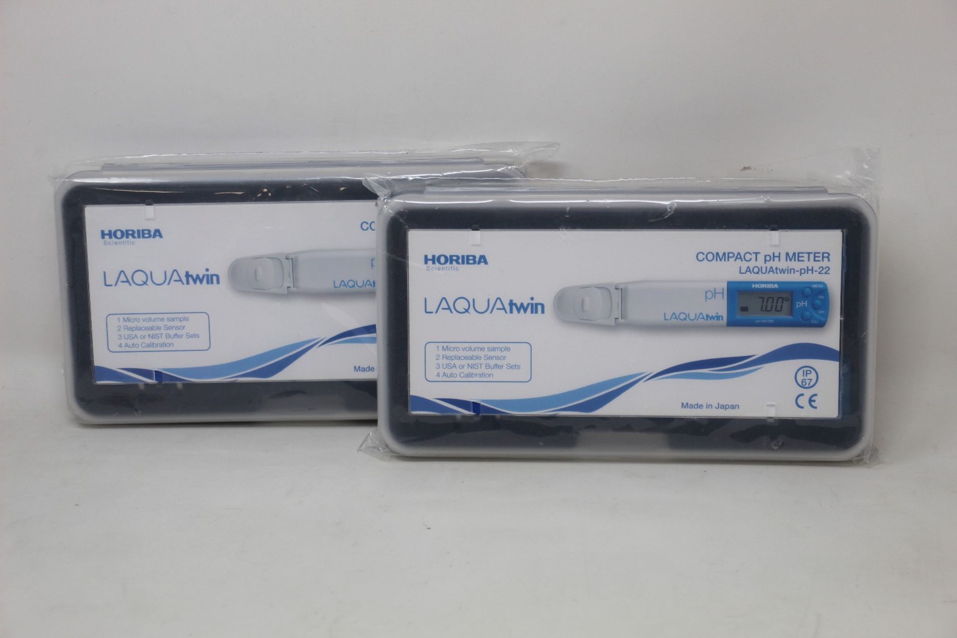 Two as new Horiba Laquatwin compact water quality PH-22 meters.