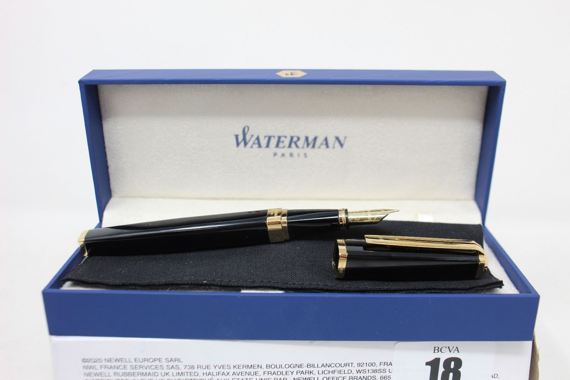 A boxed as new Waterman Paris Exception slim black GT fountain pen (Nib: F).