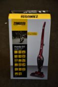 A new Zanussi Red Handy Go 2 in 1, 95W, 0.55L rechargeable cordless vacuum cleaner (ZANDX75).