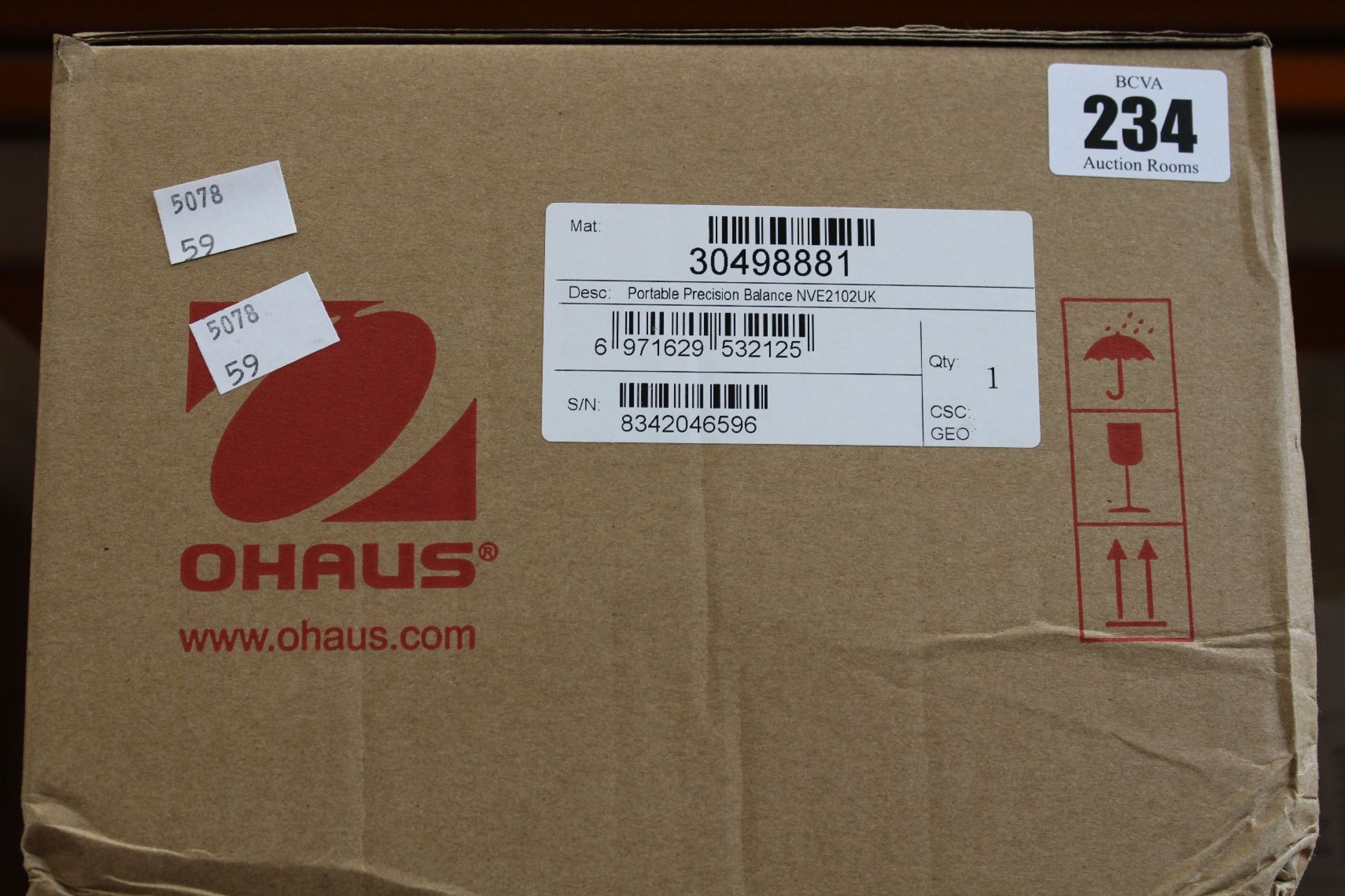 A boxed as new Ohaus Portable Precision Balance NVE2102UK.