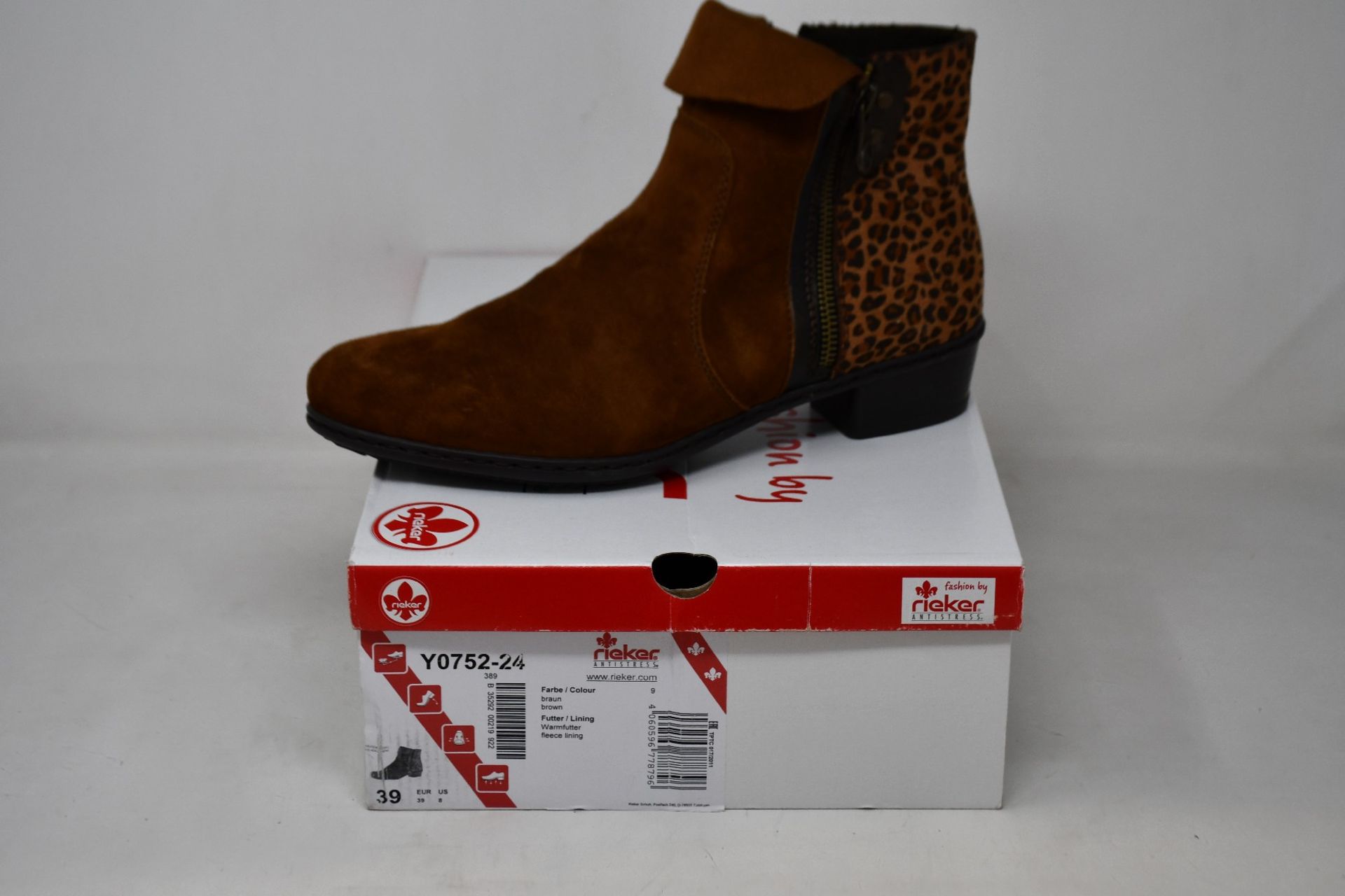 Six pairs of women's as new Rieker ankle boots (Assorted sizes).