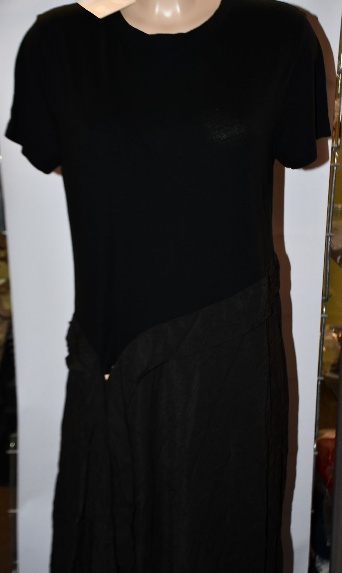 An as new Loewe black satin and jersey T-shirt dress (M).