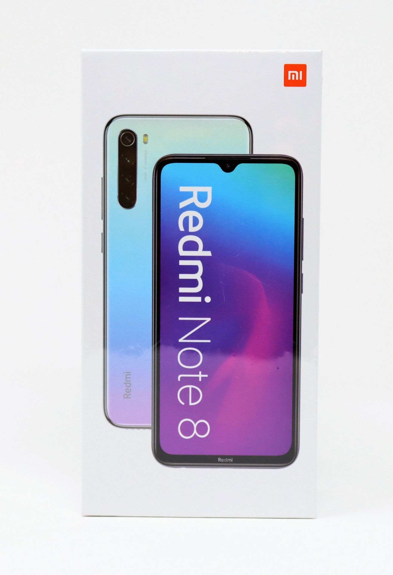 A boxed as new Xiaomi Redmi Note 8 4GB/64GB in Neptune Blue (Box sealed. Two pin plug).