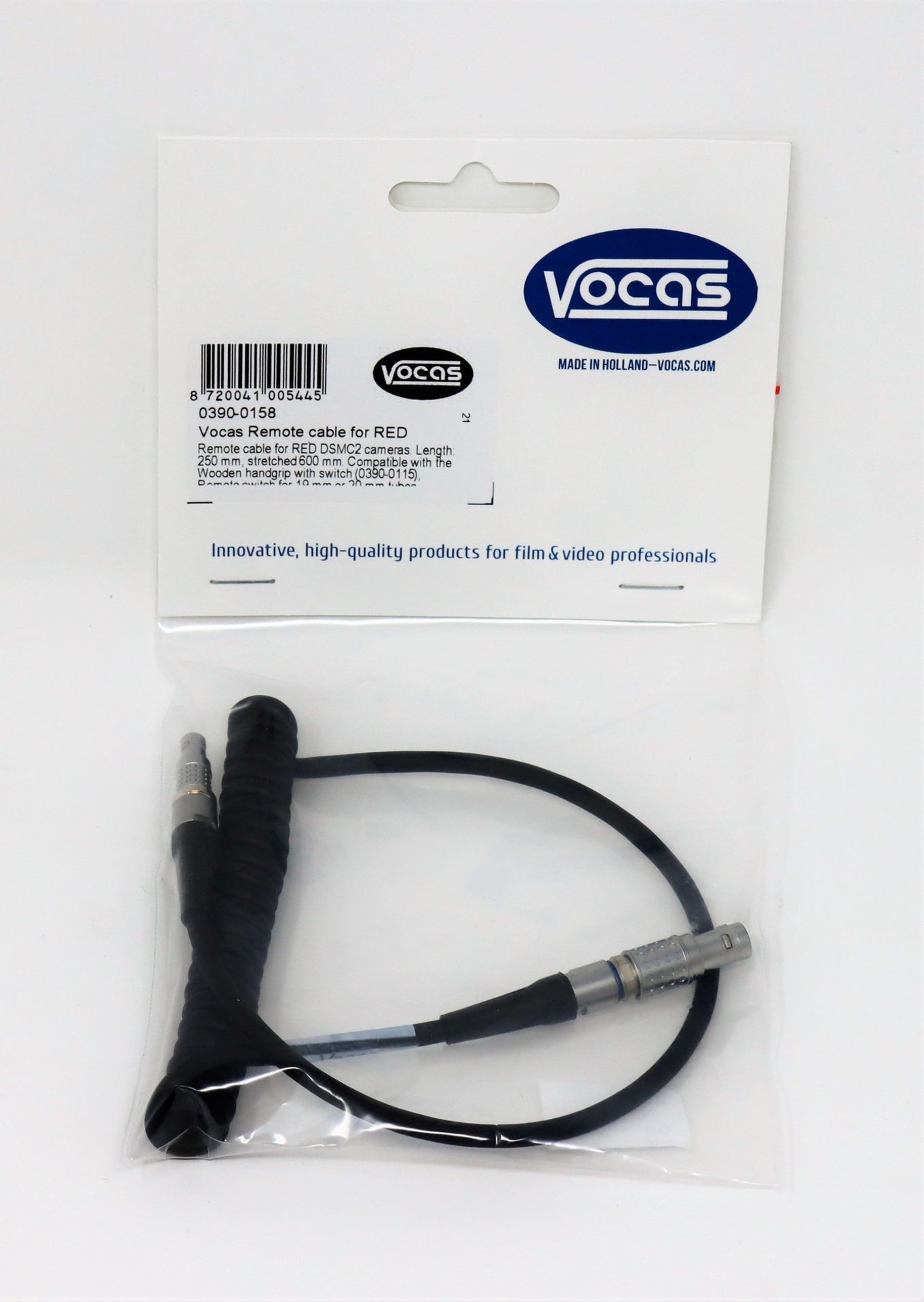 Two as new Vocas Remote Cables for RED DSMC2 Cameras (Length: 250 mm, stretched 600 mm) (P/N: 0390-
