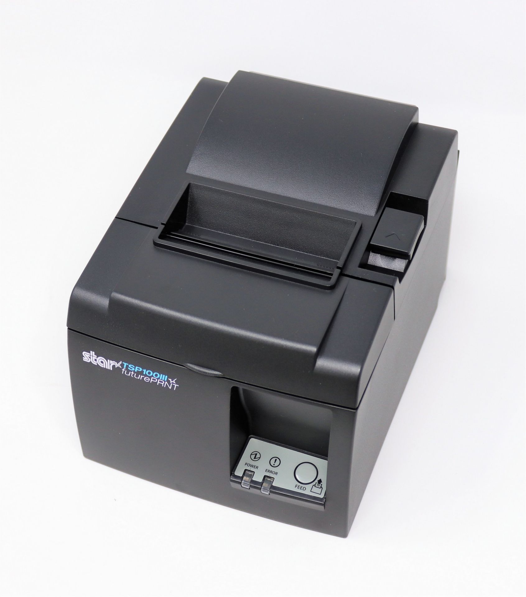 A boxed as new Star Micronics TSP143IIIU USB Thermal Receipt Printer in Black (UK & EU cables