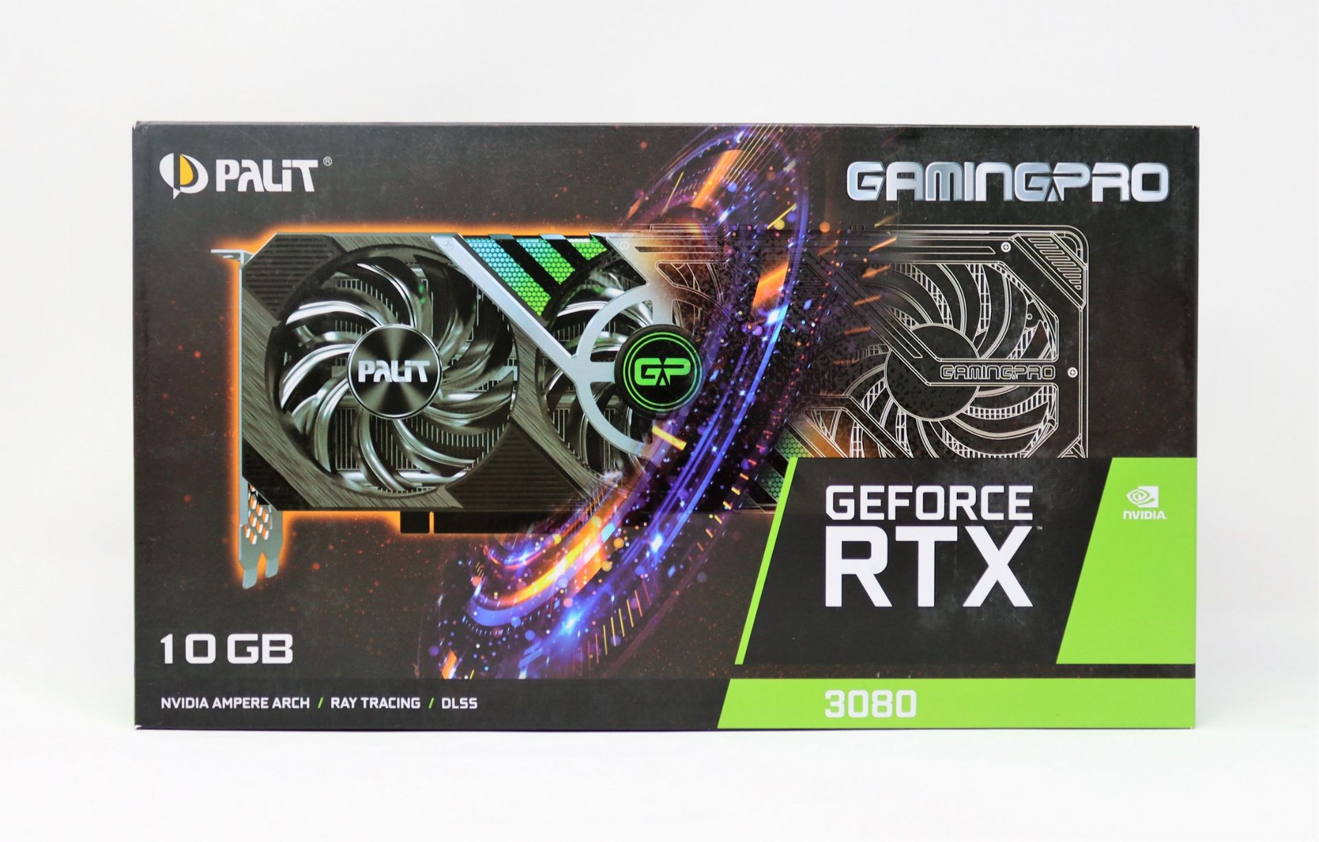 A boxed as new Palit GamingPro 10GB GeForce RTX 3080 graphics card in black/silver (PN: