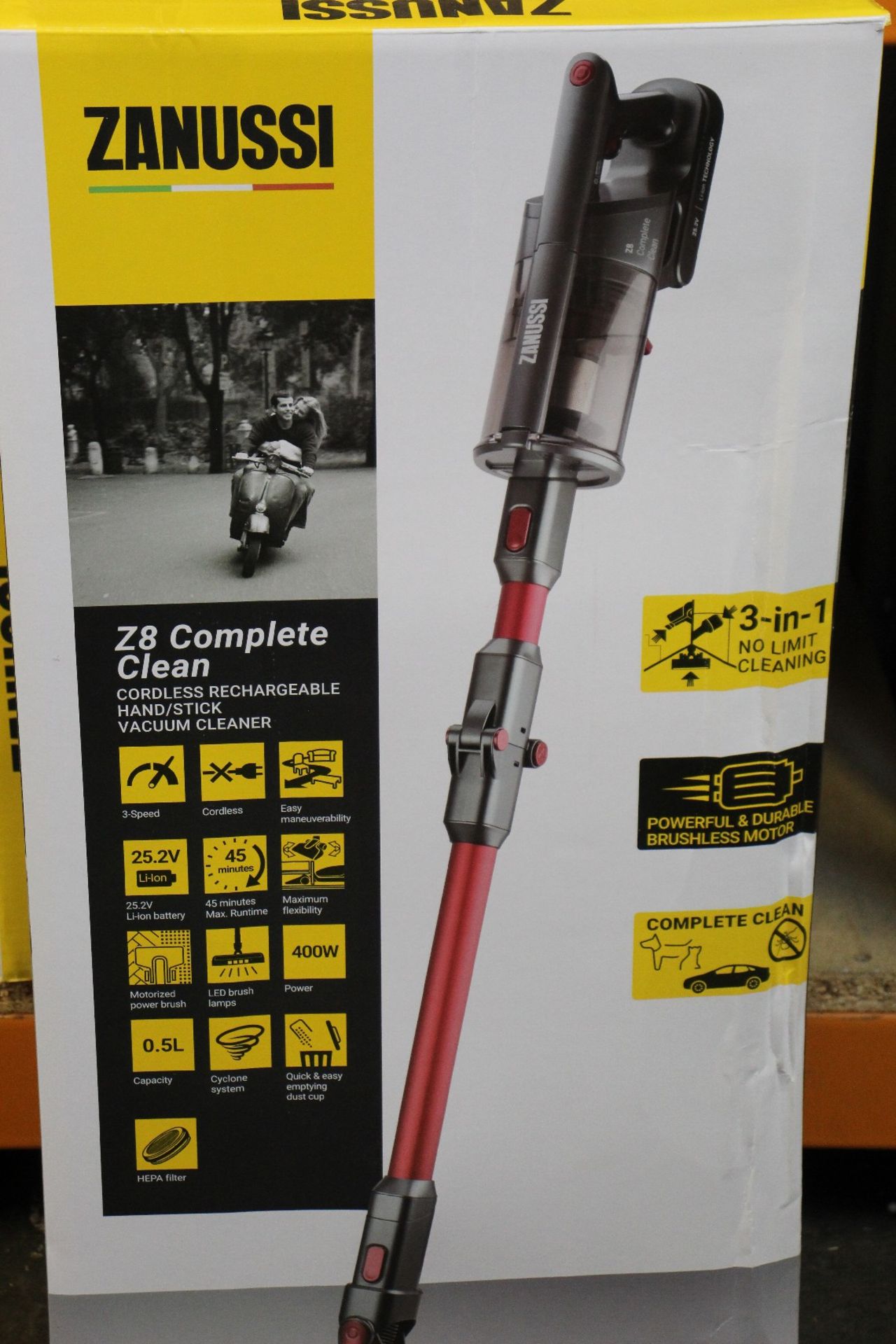 Three new Zanussi Red Z8 Complete Clean cordless rechargeable 400W, 0.05L foldable vacuum