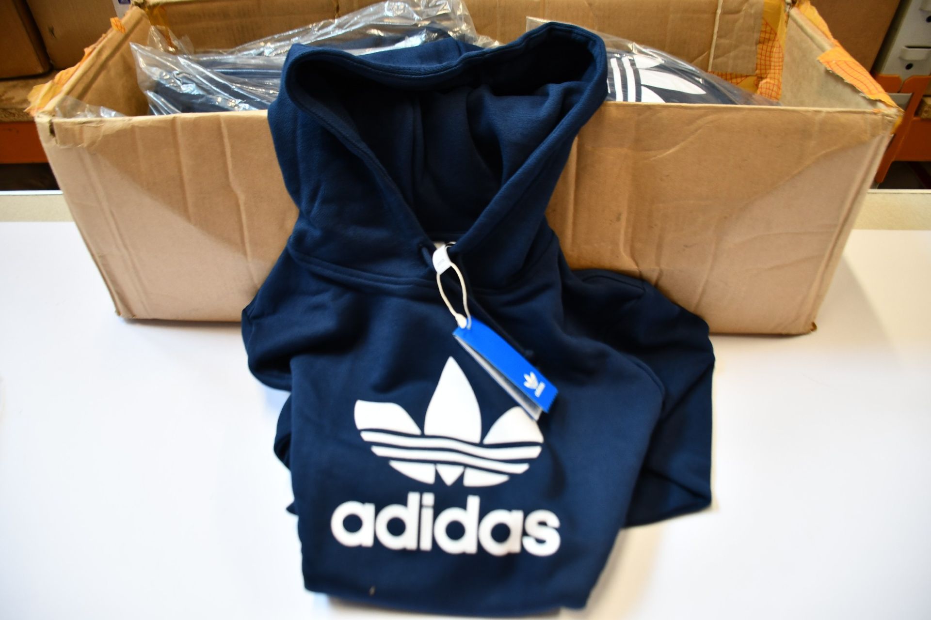 Ten as new Adidas Trefoil hoodies (All M).