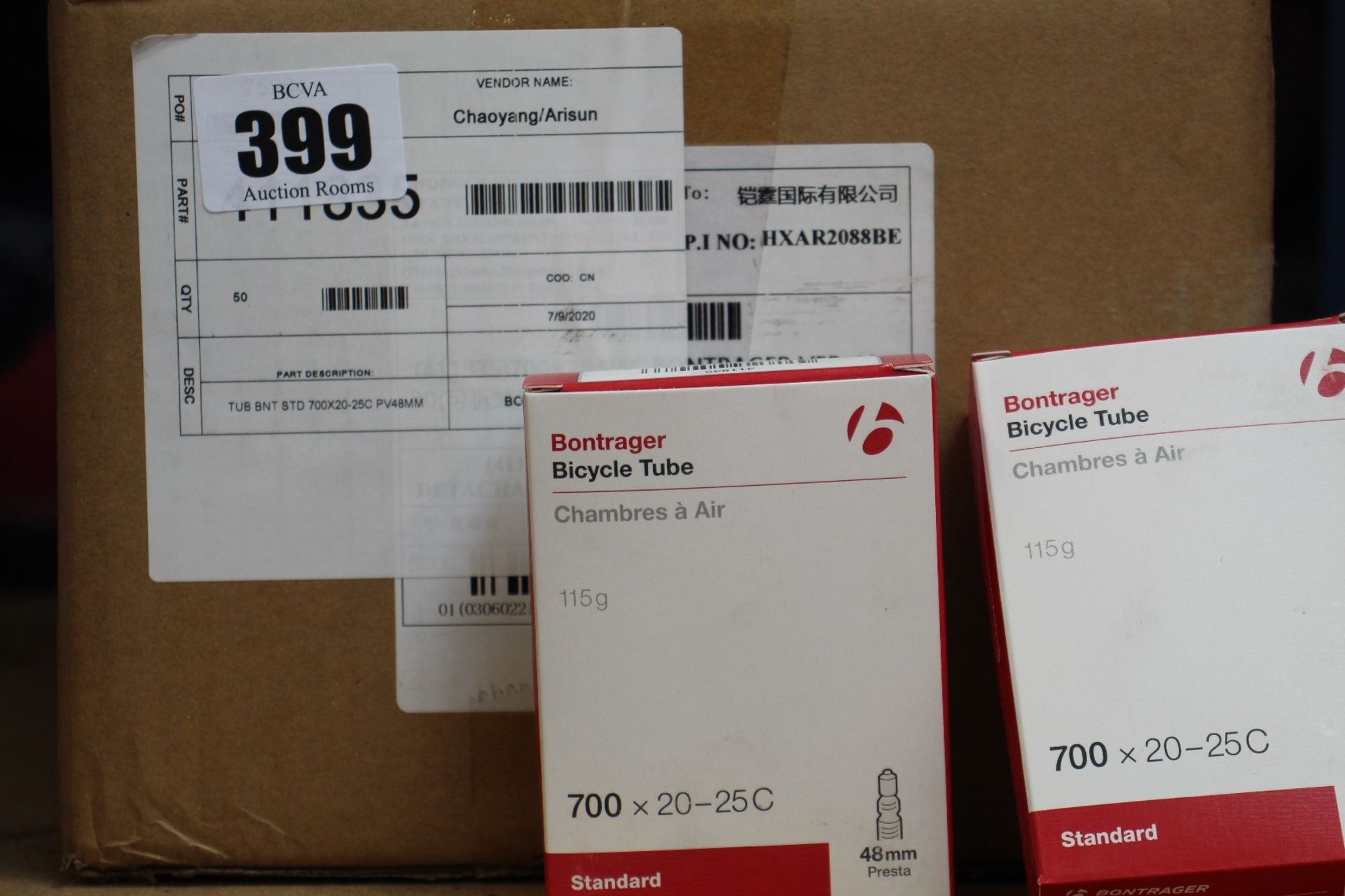 Fifty boxed as new Bontrager 700 x 20-25C standard bicycle tubes.