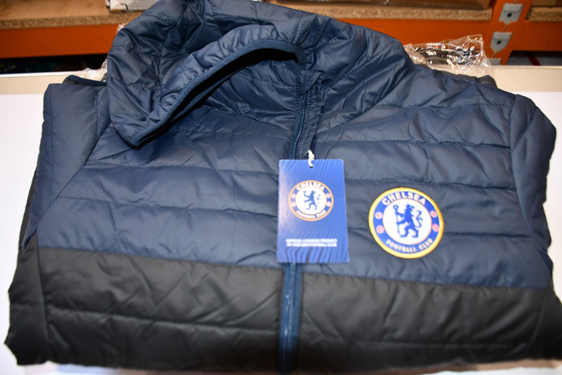 Three men's as new Official Chelsea F.C. padded jackets (L - RRP £60 each).