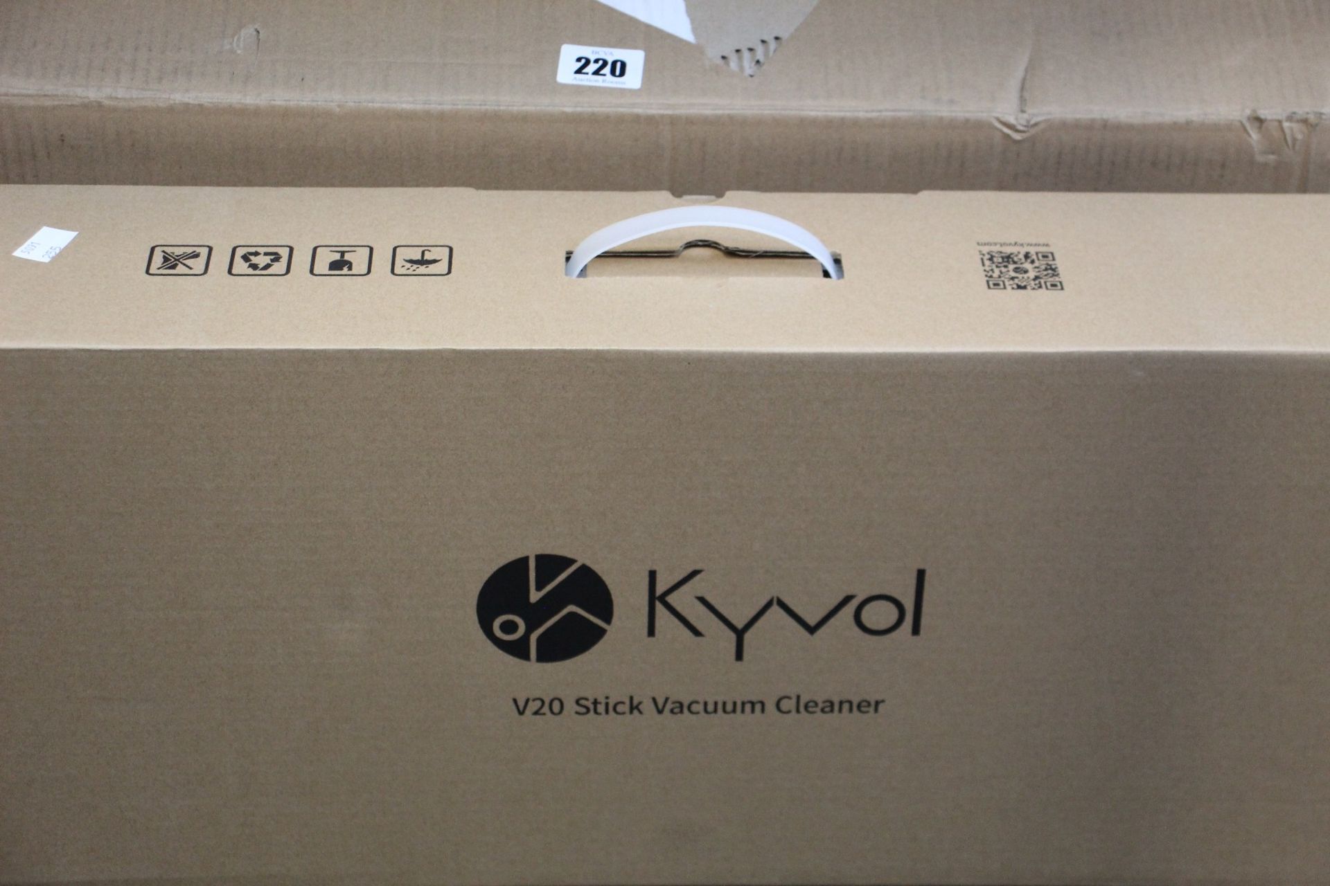 Two boxed as new Kyvol V20 Stick Vacuum Cleaners.