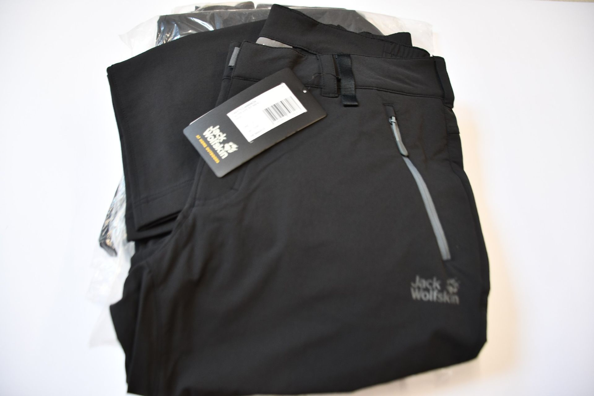 Six pairs of men's as new Jack Wolfskin Activate XT trousers (Sizes 2 x 25, 2 x 26, 2 x 27).