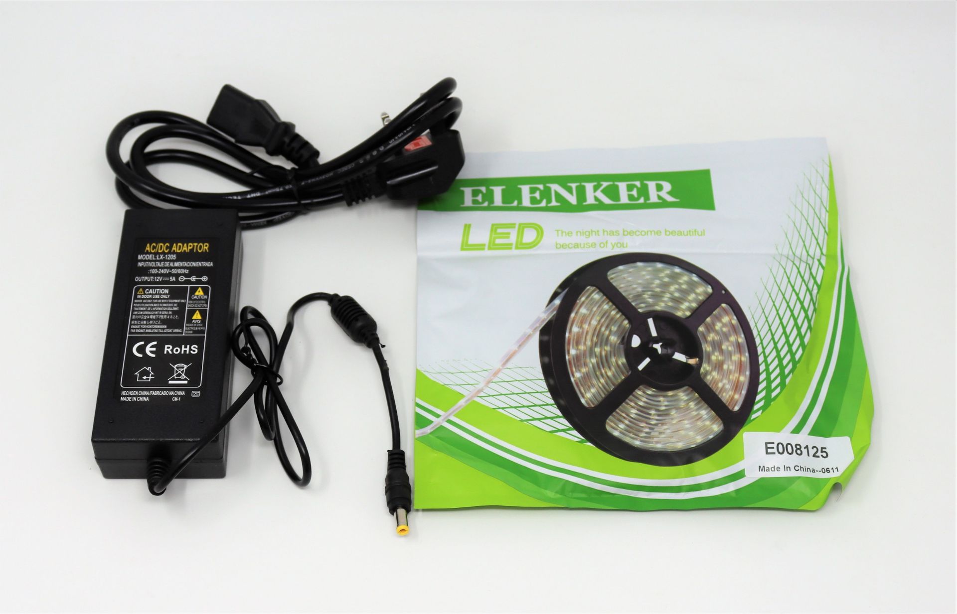 COLLECTION ONLY: A quantity of as new Elenker LED strips and UK power supplies (Two boxes).