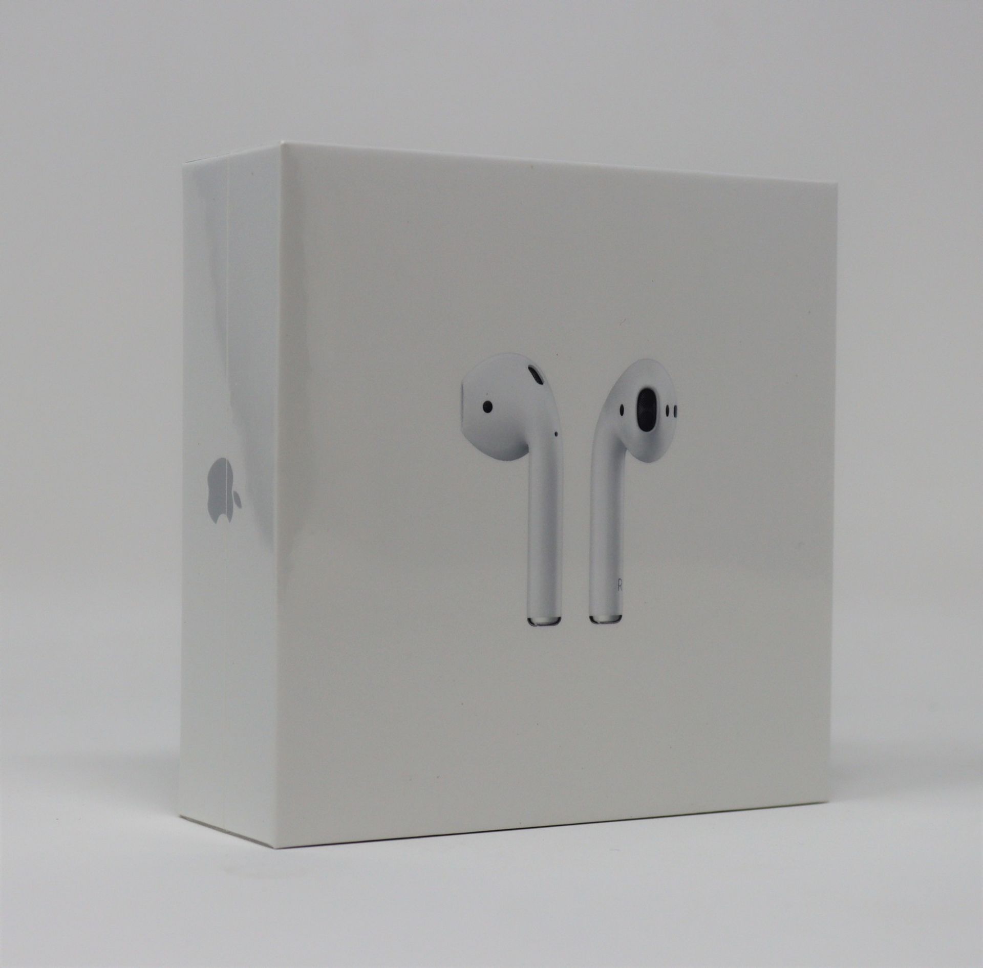 A boxed as new pair of Apple AirPods 2nd Gen with Charging Case (M/N: MV7N2ZM/A A2032/A2031/