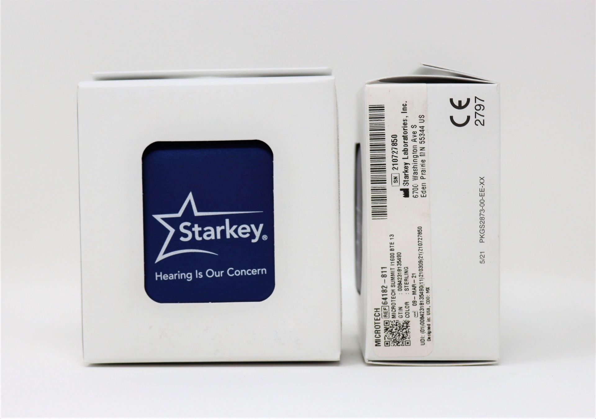Seventeen boxed as new Starkey Summit BTE Power Plus 13 Hearing Aids in Sterling.
