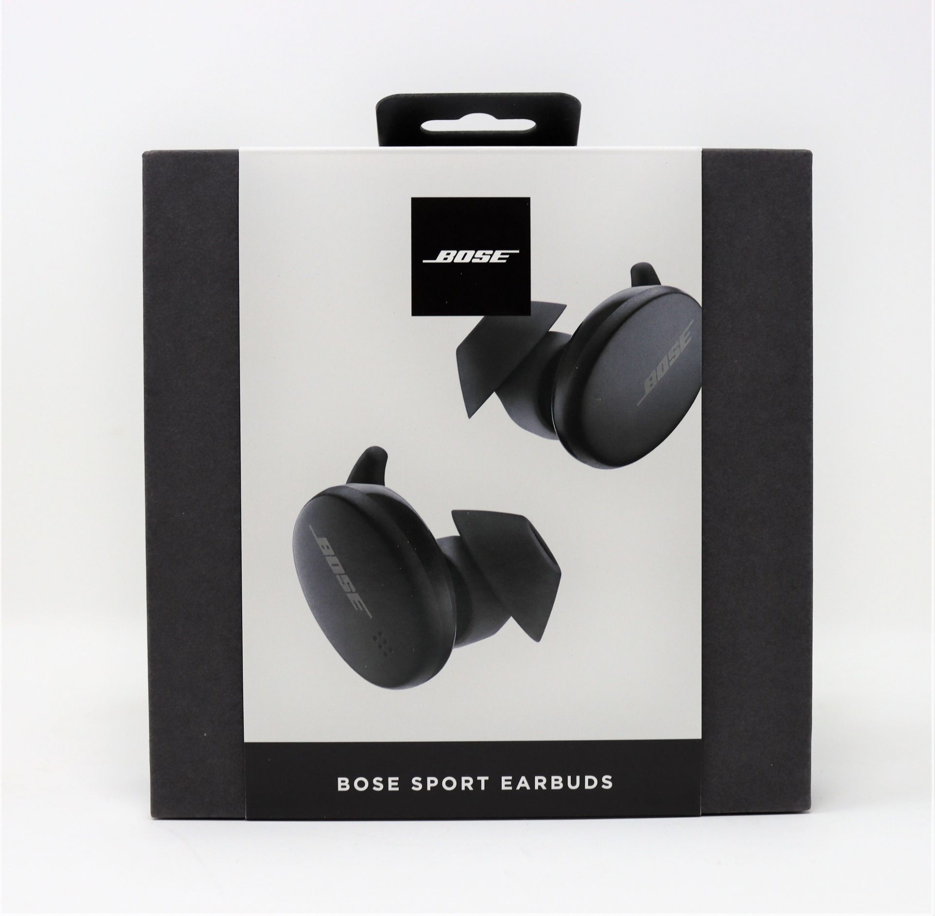 A boxed as new pair of Bose Sport Earbuds in Black (Box sealed).