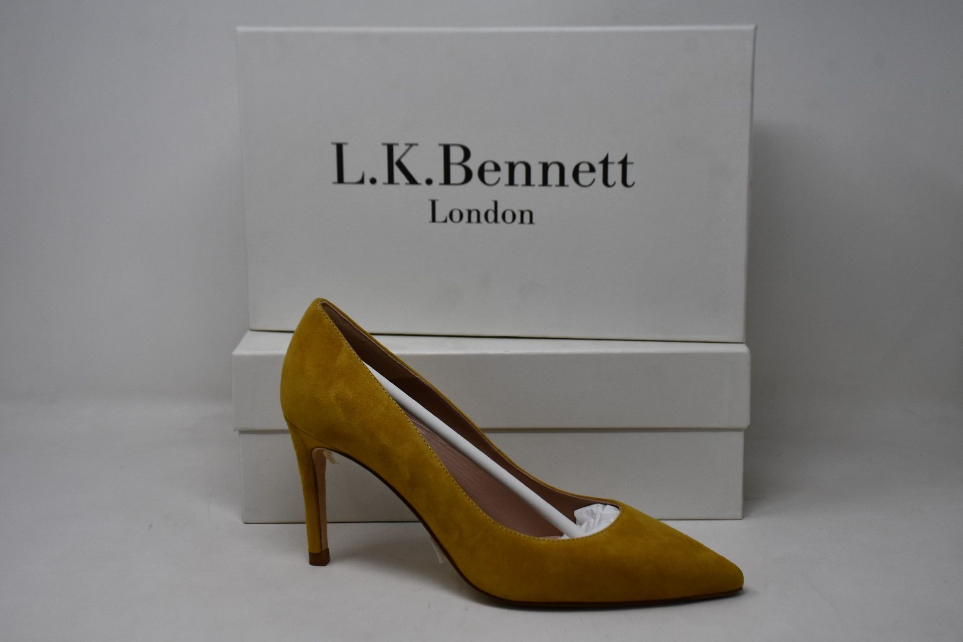 Two pairs of as new L.K.Bennett Floret shoes in yellow suede (EU 39/EU 40 - RRP £229).