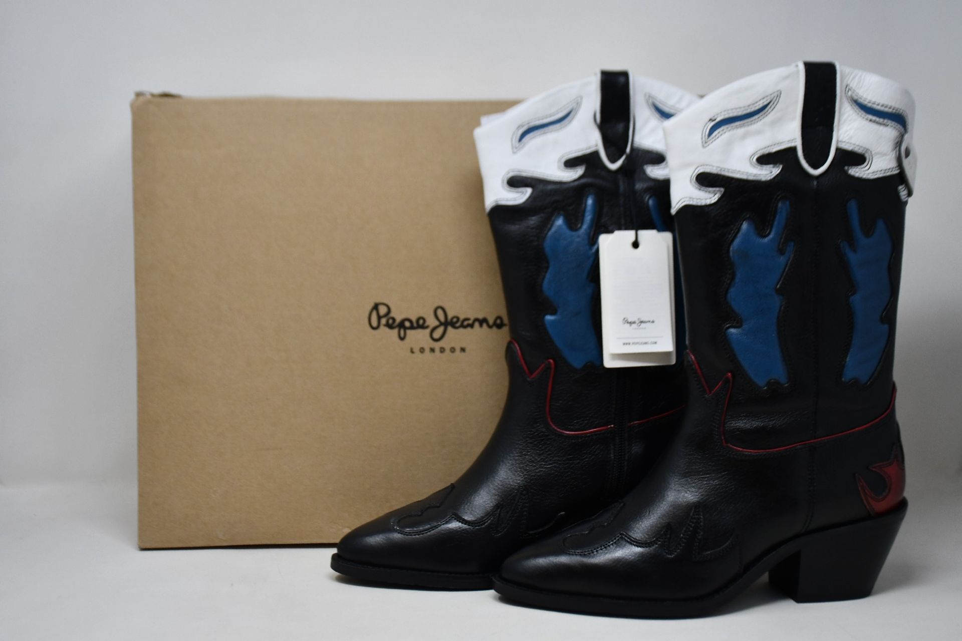 A pair of women's as new Pepe Jeans London western mid boots (EU 38).