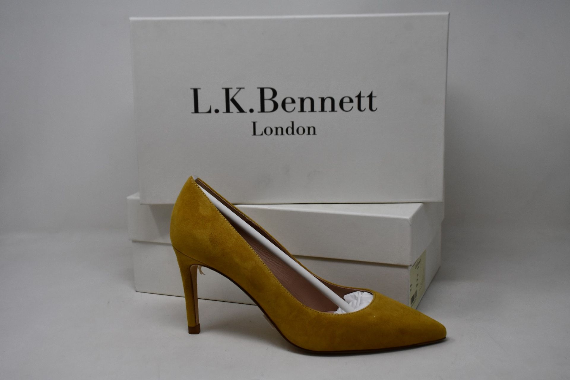 Two pairs of as new L.K.Bennett Floret shoes yellow suede (EU 38/EU 38.5 - RRP £229).