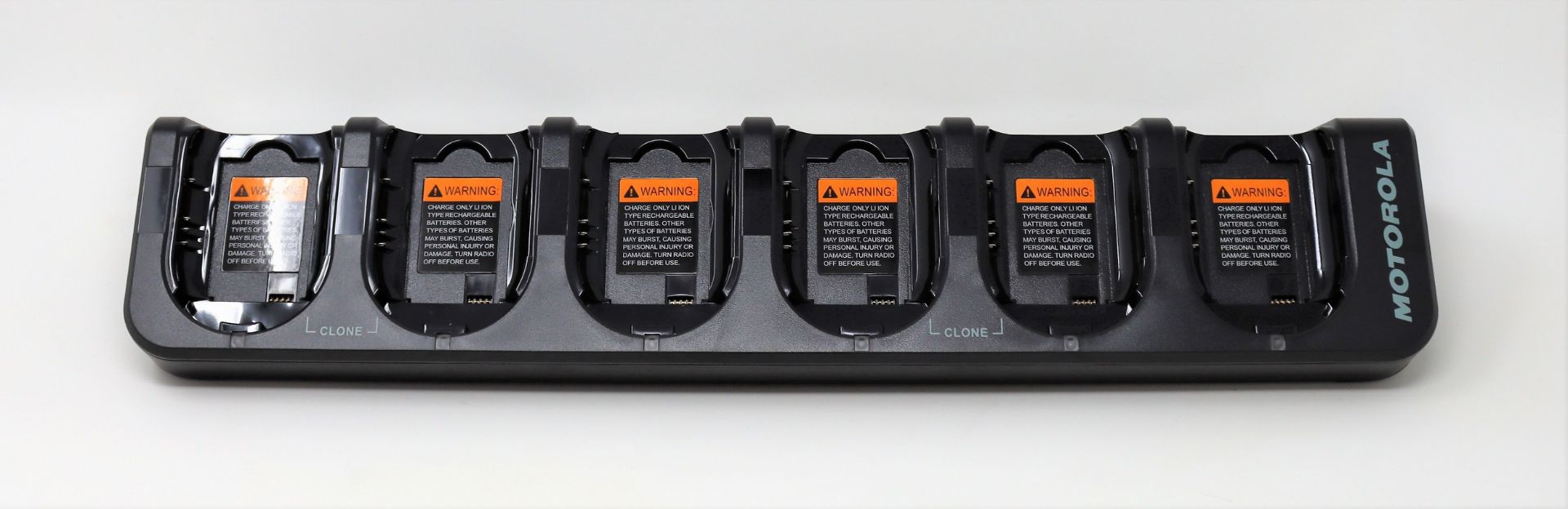 Three boxed as new Motorola CLP Six Way Multi Unit Chargers (P/N: IXPN4029B) (Box opened. UK power