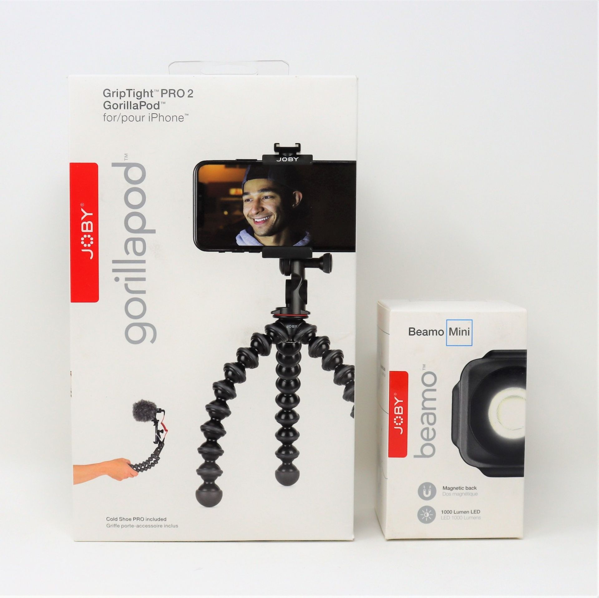 Three boxed as new Joby Gorillapod Griptight Pro 2 Mount For Apple iPhone and a boxed as new Joby