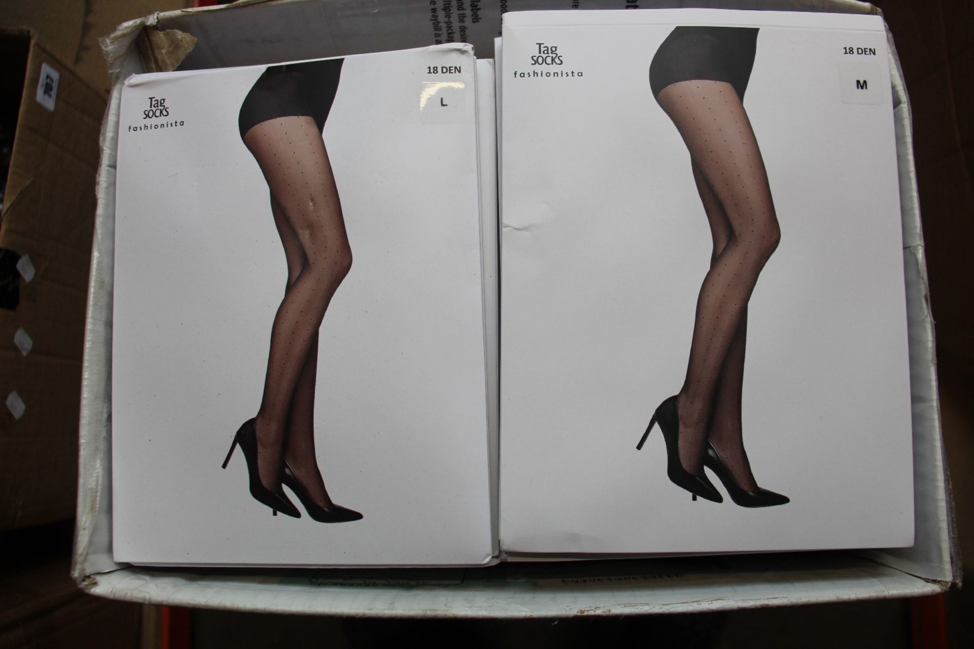 A quantity of as new Tag Socks Fashionista tights (Approximately 60 pairs, assorted styles/sizes).
