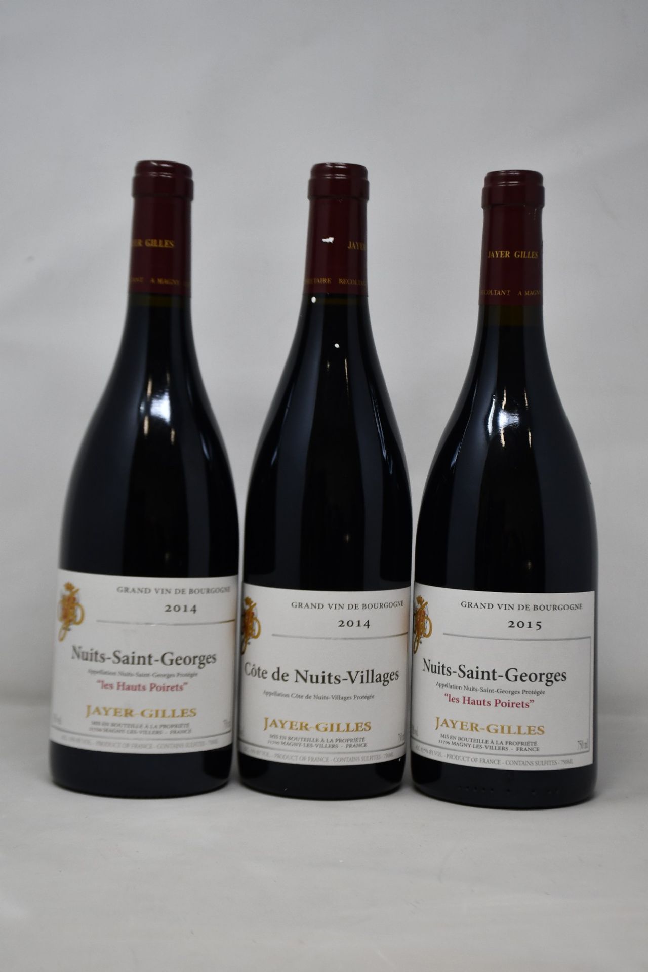 Two bottles of Nuits-Saint_Georges Jayer-Gilles 2014 (750ml), two bottles of Domaine Jayer-Gilles,