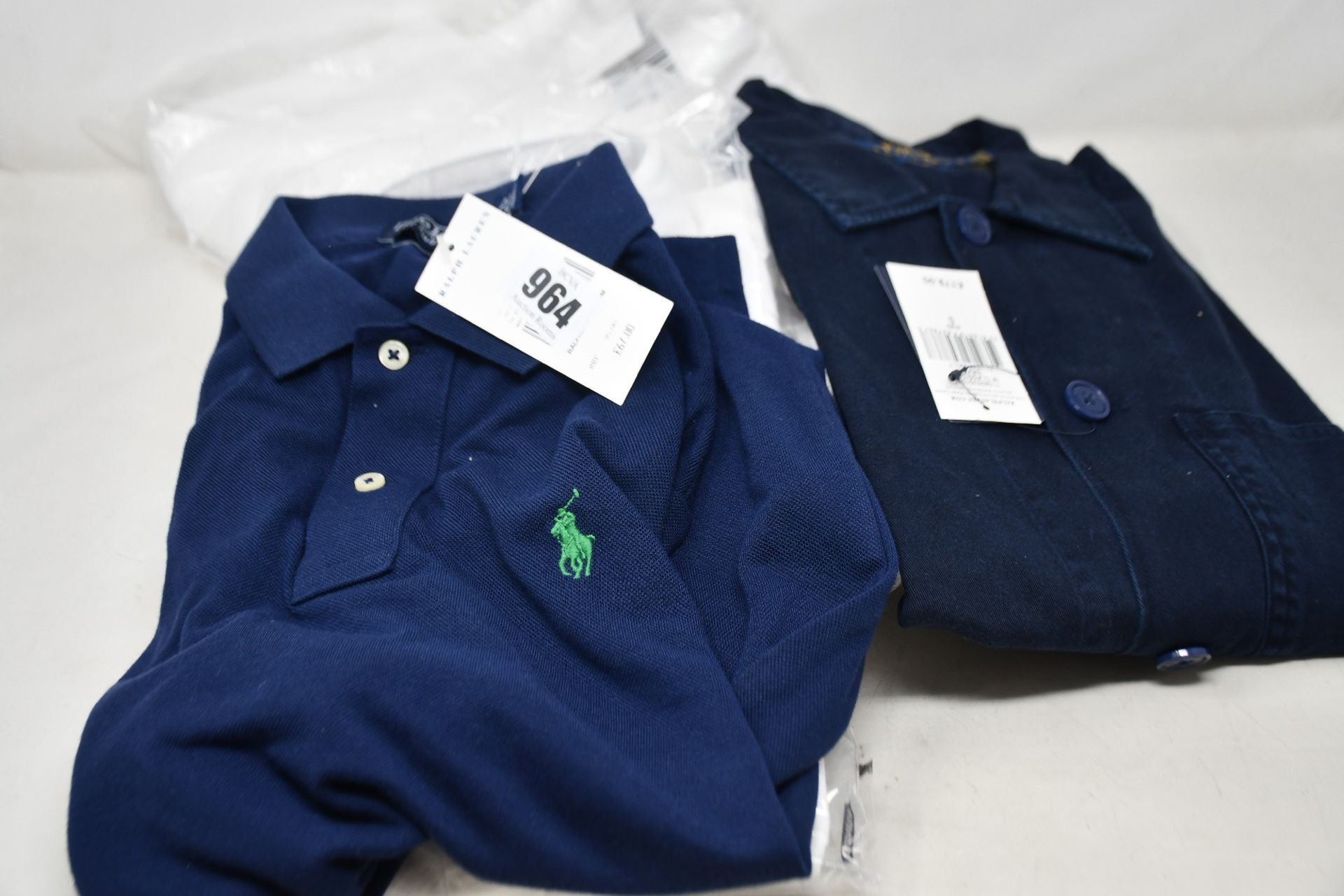 Two as new Ralph Lauren shirts, a polo shirt and a hoodie (All S).