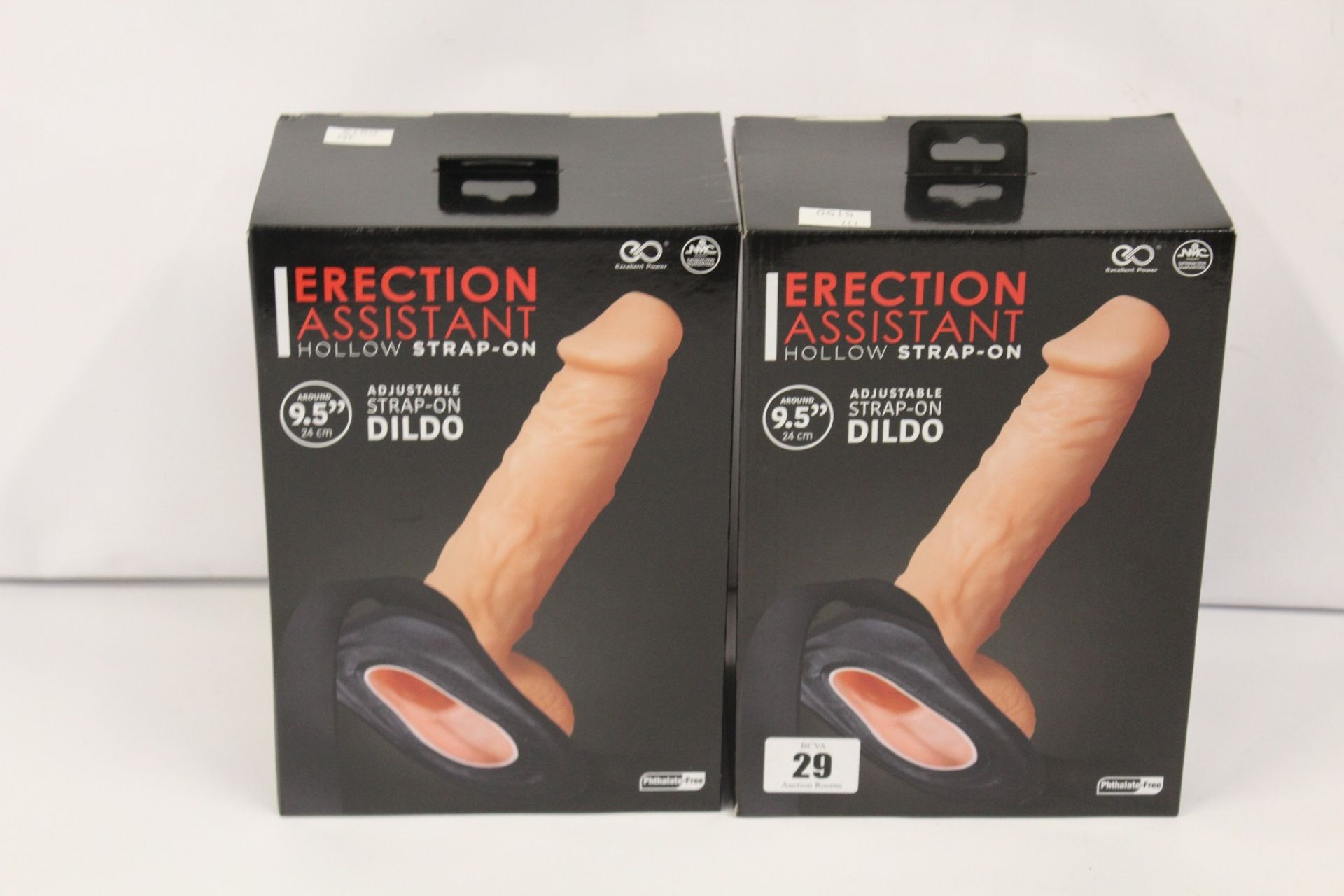 Four boxed as new hollow adjustable strap on Dildo (Around 9.5") (Over 18s only).