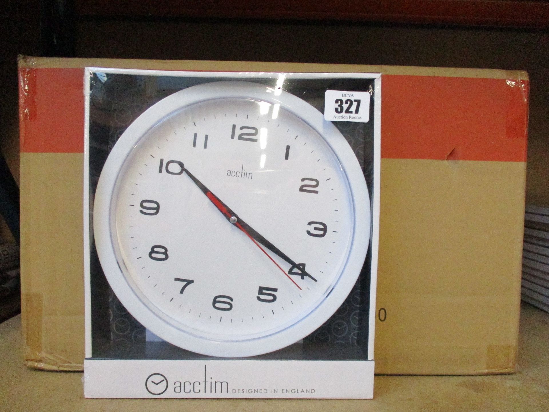Ten boxed as new Acctim Aylesbury Wall Clocks in White (92/301).