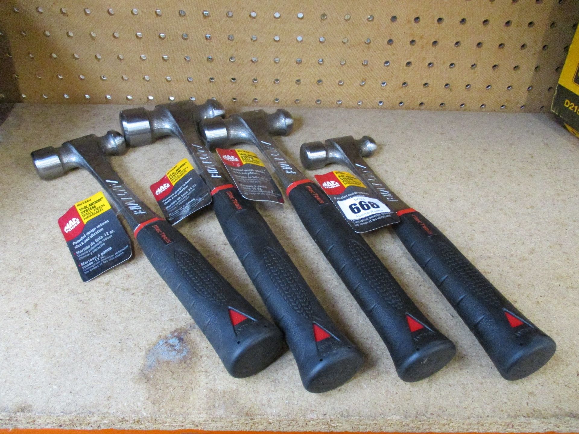 Four as new MAC Tools Antivibe system ball peen hammers: 1x BH08AV, 1x BH12AV, 1x BH16AV and 1x